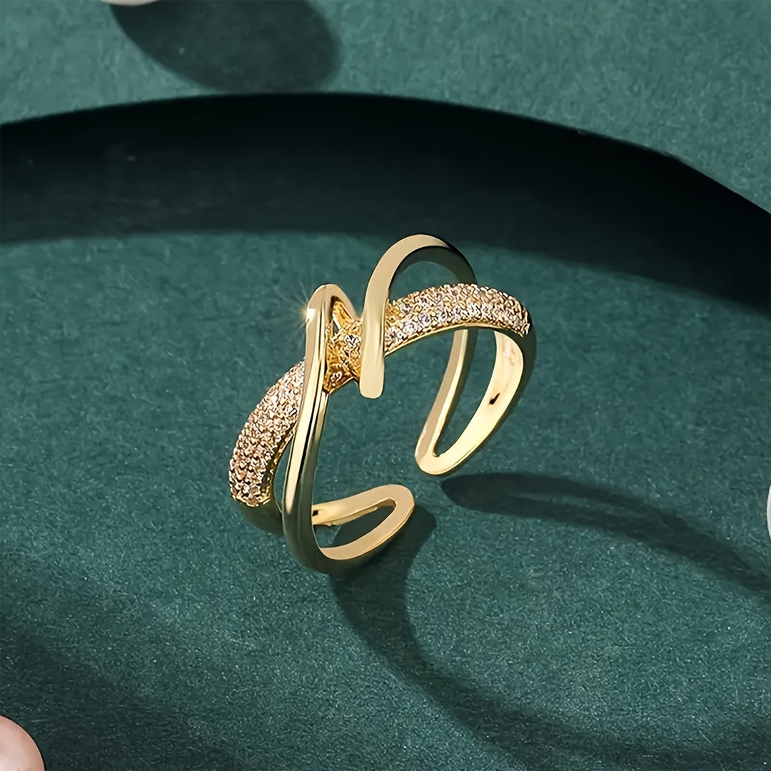 Adjustable Cubic Zirconia Cuff Ring