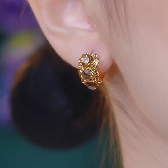 Elegant Rhinestone Hoop Earrings