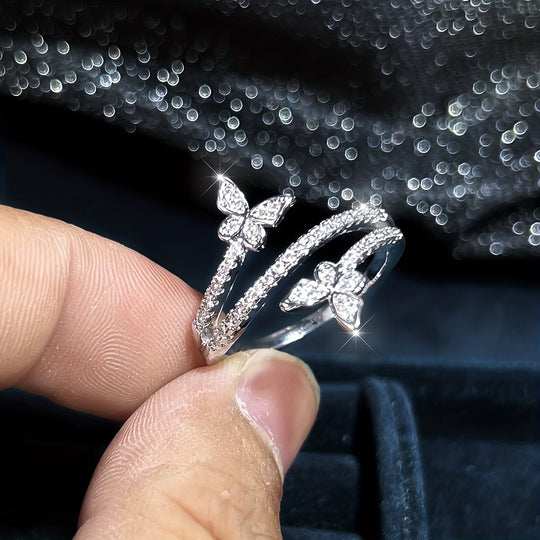 Simple Butterfly Zirconia Ring