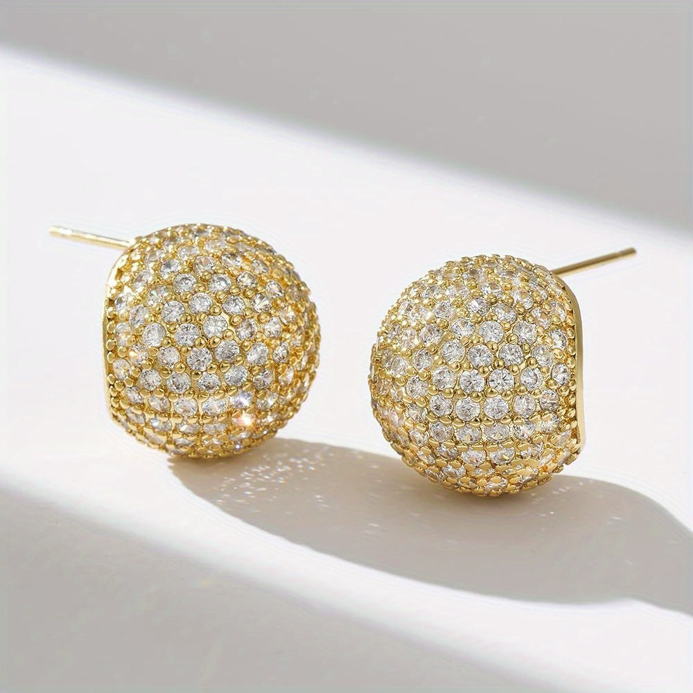 Exquisite Zirconia Spherical Stud Earrings