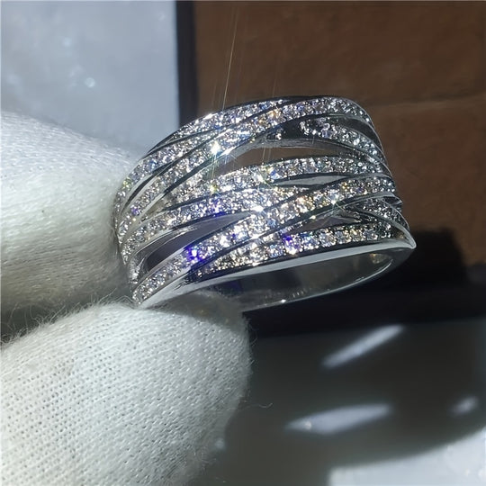 Elegant Multi-Layer Zirconia Fashion Ring