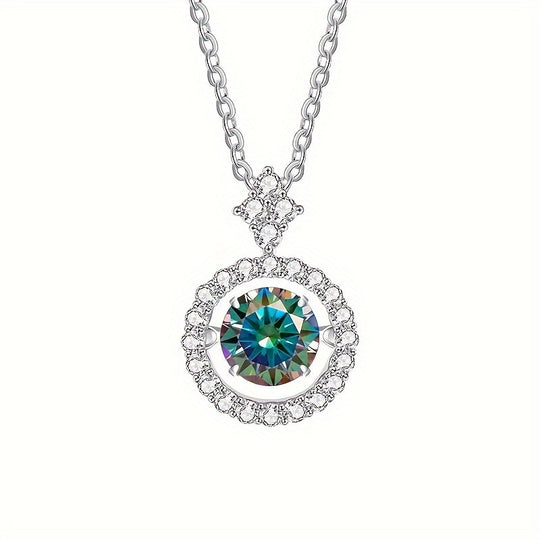 Moissanite Pendant Silver Necklace