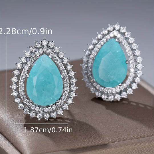 Elegant Turquoise Teardrop Stud Earrings