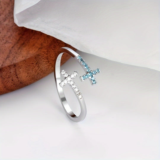 Open Adjustable Zirconia Cross Ring
