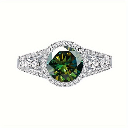 Sleek Blue Moissanite Ring