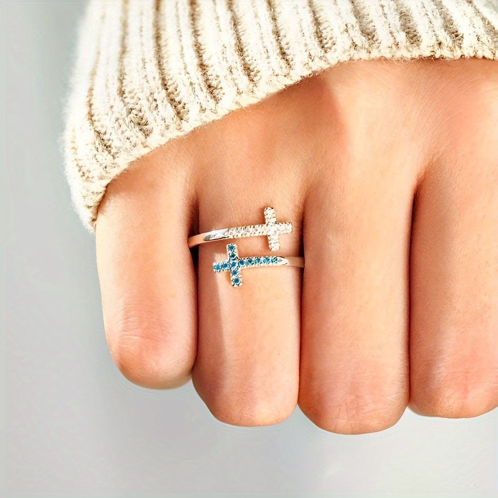 Open Adjustable Zirconia Cross Ring