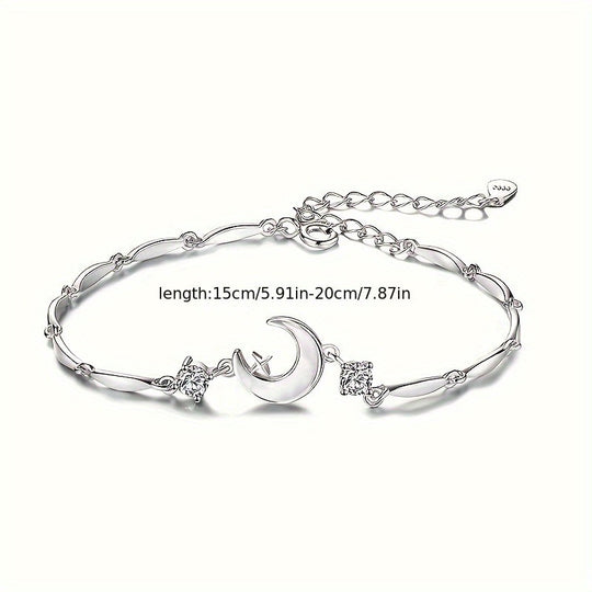 Elegant Star and Moon Zirconia Bracelet
