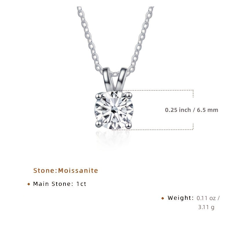 Round Cut Shiny Moissanite Pendant Necklace