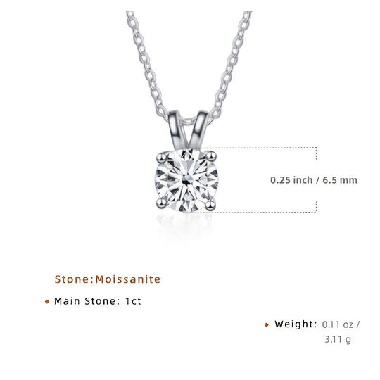 Round Cut Shiny Moissanite Pendant Necklace