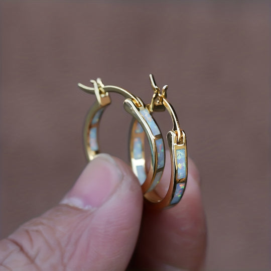Timeless  Boho Opal Hoop Earrings