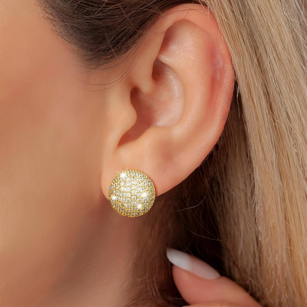 Exquisite Zirconia Spherical Stud Earrings