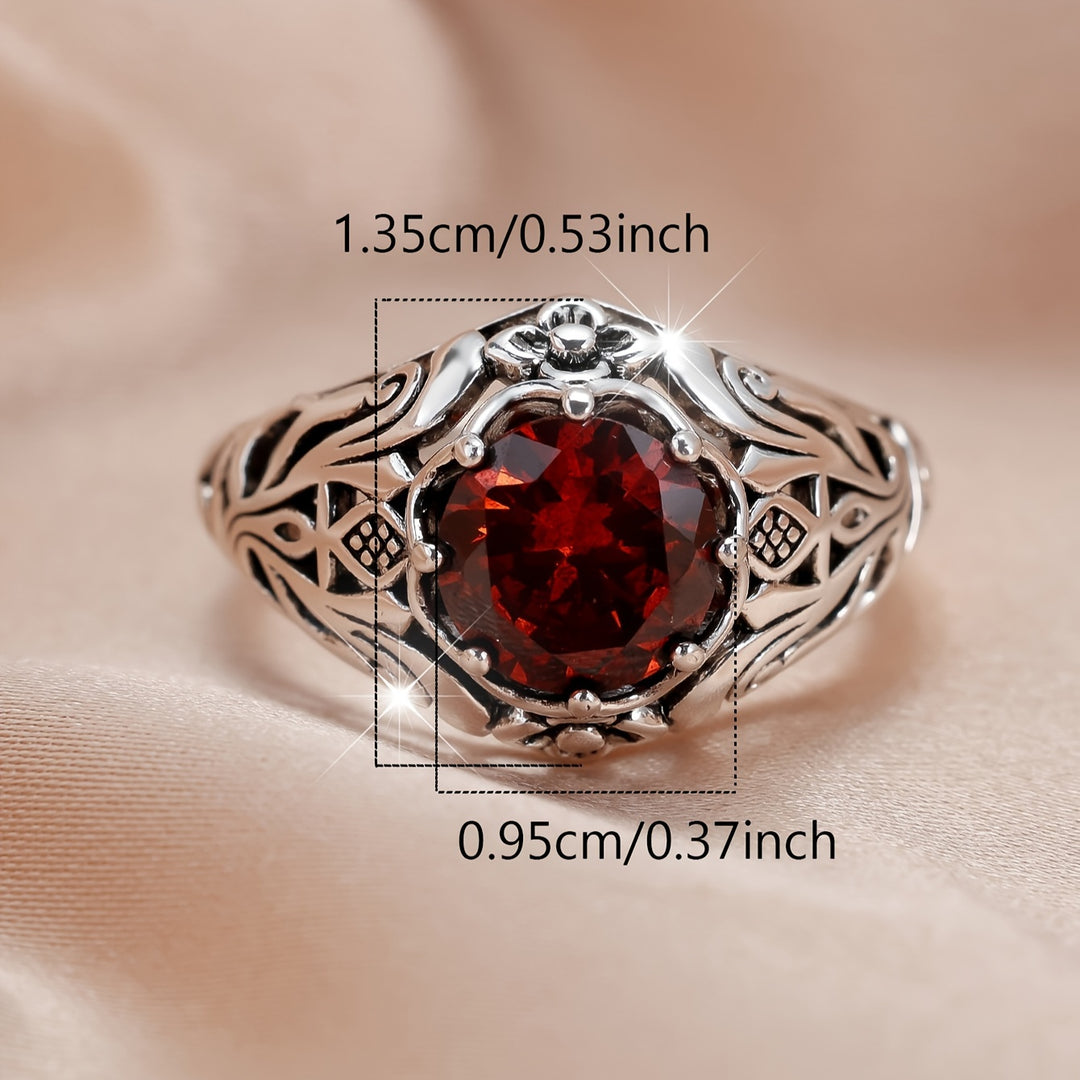 Elegant Style Red Zirconia Ring