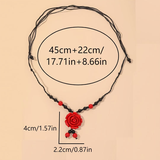 Elegant Resin Rose Flower Pendant Necklace
