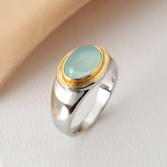 Oval Green Moonstone Ring