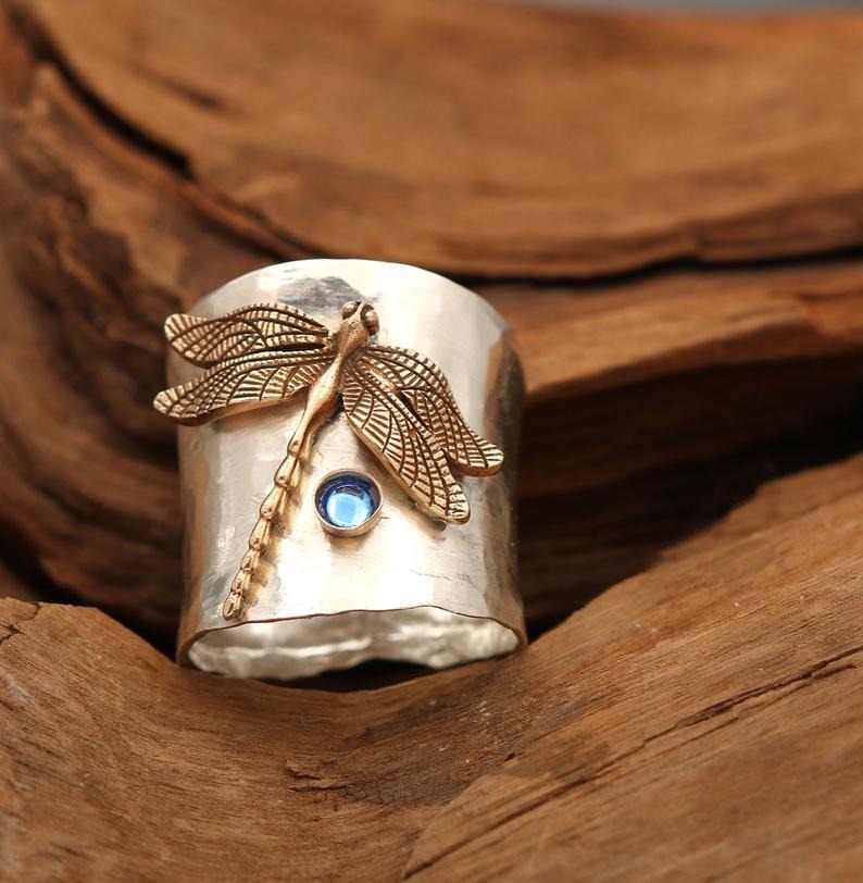 Golden Dragonfly Ring