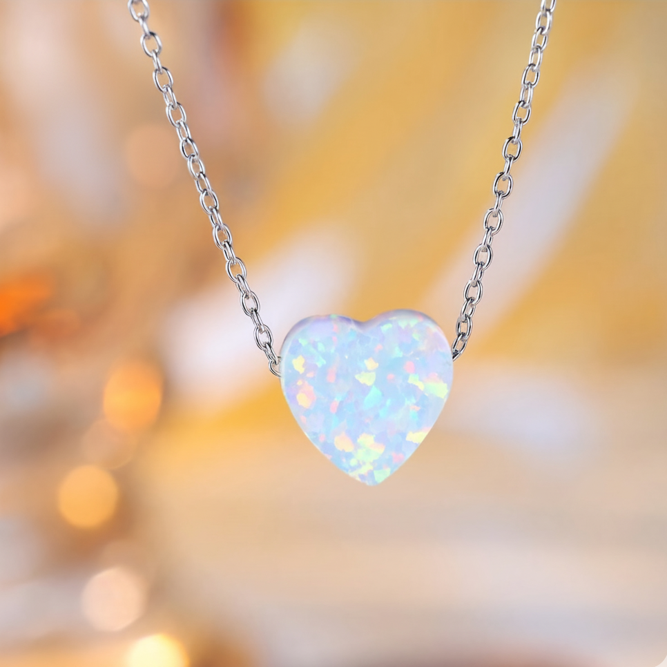 Heart Opal Pendant Necklace